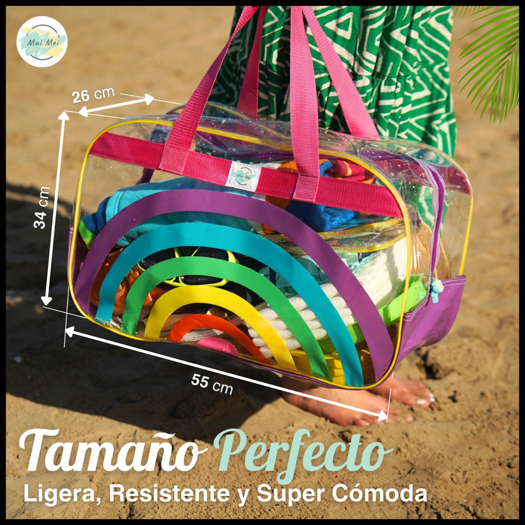 Bolso de playa Maxibag Rainbow con neceser incluido